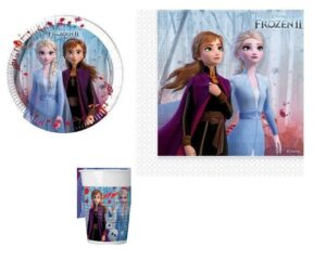 KIT 72 PZ COMPLEANNO BAMBINI FROZEN II COORDINATO TAVOLA PIATTI BICCHIERI TOVAGLIOLI(16 PIATTI,16 BICCHIERI,40 TOVAGLIOLI)