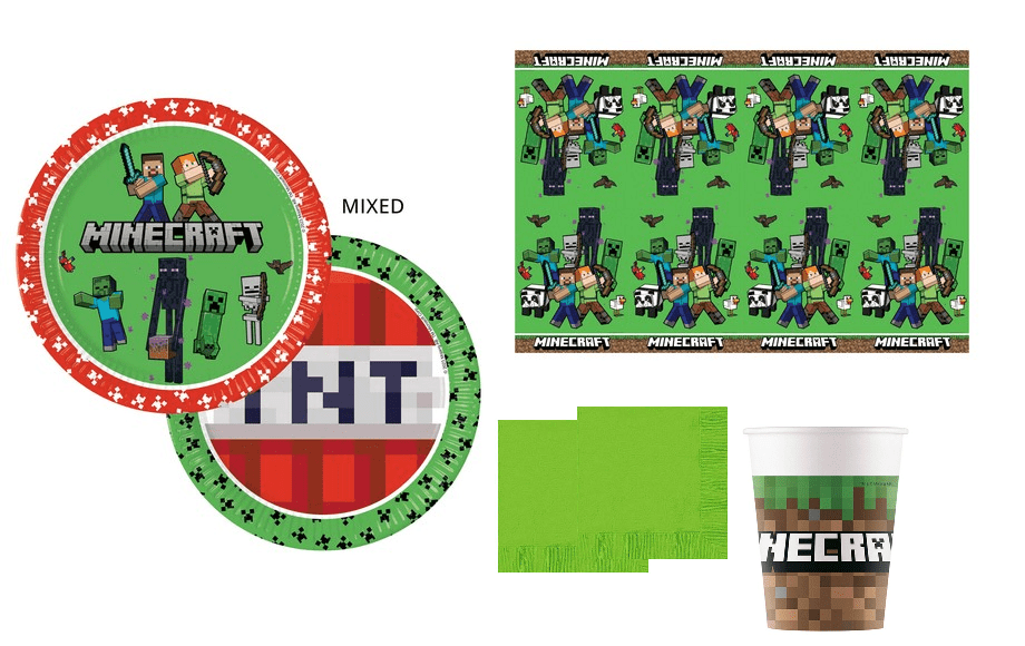 kit 16 Ospiti Coordinato tavola Mine Craft con tovaglia