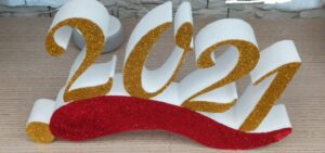 CORNICELLO  PORTAFORTUNA 2021 IN POLISTIROLO GLITTERATO PERSONALIZZABILE