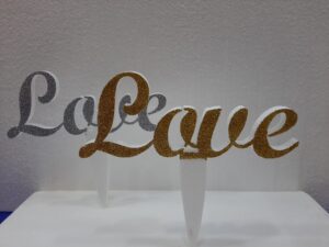 CAKE TOPPER LOVE SAN VALENTINO   IN POLISTIROLO  GLITTERATO