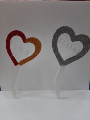 CAKE TOPPER  PALLONCINO  A CUORE  SAN VALENTINO  IN POLISTIROLO  GLITTERATO