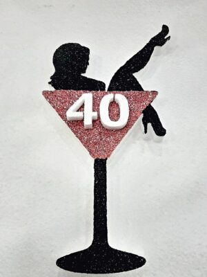 CAKE TOPPER SILHOUETTE UOMO/DONNA IN POLISTIROLO GLITTERATO MODELLO A SCELTA