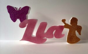 NOME IN POLISTIROLO PERSONALIZZATO CON ANGELO PRIMA COMUNIONE