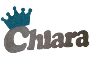 Nome con corona  in polistirolo glitterato personalizzato