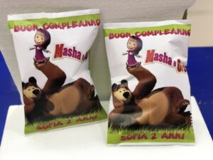 10 BUSTINE DI PATATINE PERSONALIZZATE MASHA E ORSO