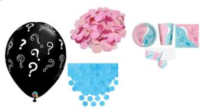 16 OSPITI GENDER REVEAL BOY O GIRL CON PALLONE E CORIANDOLINI COLORATI