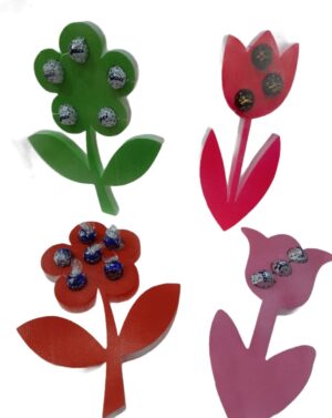 PORTA CIOCCOLATTINI A FORMA DI FIORE IN POLISTIROLO CON CIOCCOLATA FESTA DELLA MAMMA