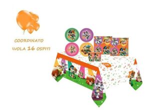 KIT 16 OSPITI 44 GATTI CON PALLONI COORDINATO TAVOLA (16 PIATTI,20 TOVAGLIOLI,16 BICCHIERI,1 TOVAGLIA,10 PALLONI)