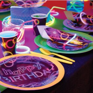 KIT16 OSPITI  COORDINATO TAVOLA GLOW PARTY  (16 PIATTI,16 BICCHIERI,20 TOVAGLIOLI,1 TOVAGLIA)