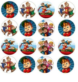 CIALDA SU OSTIA PER CUPCAKES ,BISCOTTI ALVIN SUPER STAR 16 IMPRONTE