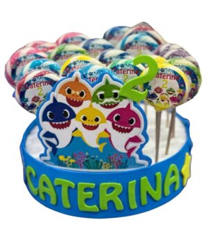 20 LECCA LECCA BABY SHARK  CON ALZATA E BOLLINO PERSONALIZZATO