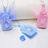 Sacchetto a biberon porta confetti azzurro