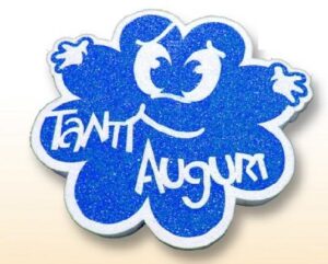 FIORE TANTI AUGURI BLU IN POLISTEROLO