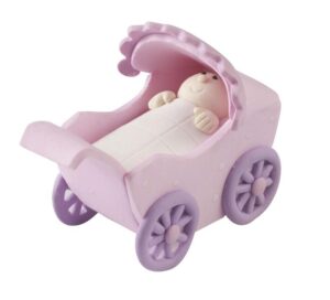 DECORAZIONE PER TORTA CARROZZINA ROSA CAKE TOPPER