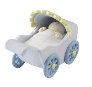 DECORAZIONE PER TORTA CARROZZINA CELESTE CAKE TOPPER
