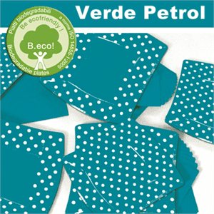 10 Piatti cm 19 Pois Verde Petrolio