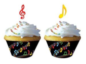 12 WRAPPER MUSIC NOTE PER MUFFIN CUPCAKE + PICK
