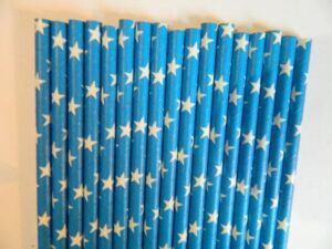25 STECCHE STELLE BLUE/BIANCO PER LOLLIPOP CM 20 CAKE POPS