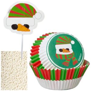 KIT 48 DECORAZIONI CUPCAKES PUPAZZO DI NEVE NATALE WILTON