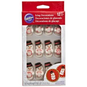 CF 12 DECORAZIONI DI ZUCCHERO PUPAZZO DI NEVE NATALE WILTON