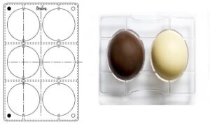 STAMPO CIOCCOLATINO 1/2 SFERA 6 CAVITA' Ø 75 275 X 15 X 22 MM
