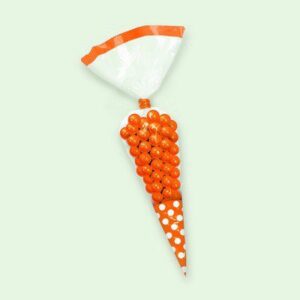 Sacchetti cellophane cono Polka Dot 9 x 27 cm Orange Arancio 10 pz per Caramelle Confetti