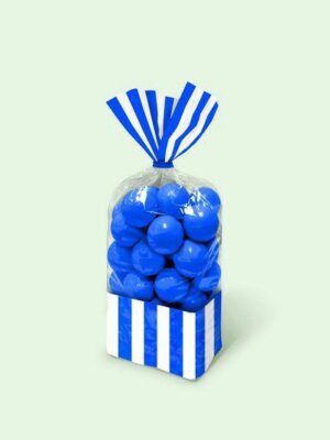 Sacchetti cellophane rettang. Striped 13x25 cm blu royal 10 pz per Caramelle Confetti Mallow Candy Buffet