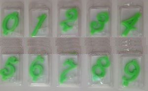 Candela Fluo Verde disponibile dallo 0 AL 9 Made in Italy H 13 CM