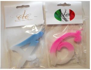 Candela Sfumata Rosa/Bianco disponibile dallo 0 AL 9 Made in Italy H 13 CM