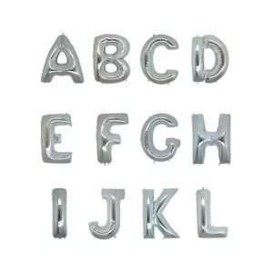 PALLONE LETTERE H 17CM GONFIABILE AD ARIA COLORE ARGENTO DISPONINILE DALLA A ALLA Z