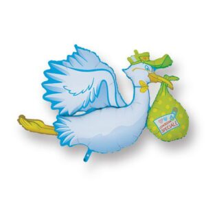 Pallone Mylar Cicogna Celeste cm 100 gonfiabile ad elio Benvenuto Nascita