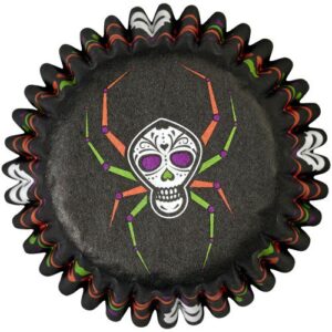 100 MINI PIROTTINI PER CUPCAKES HALLOWEEN NERI CON RAGNO WILTON