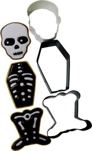 SET 3 TAGLIAPASTA  IN METALLO SCHELETRO HALLOWEEN  WILTON