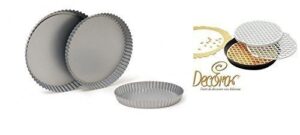 DECORA TEGLIA CROSTATA DIAMETRO CM 24 FONDO MOBILE IN ACCIAIO ANTIADERENTE CON GRIGLIA TAGLIAPASTA IN PLASTICA