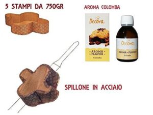 KIT P2 PER COLOMBA(5 FORME IN CARTA DA 750 GR,SPILLONE IN ACCIAIO,AROMA COLOMBA)