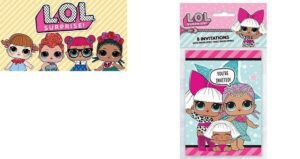 KIT ARCOBALENO PARTY  LOL SURPRISE  OSTIA PER TORTA E INVITI