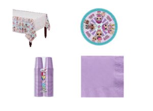 KIT 3 FESTA LOL SURPRISE COORDINATO TAVOLA(8 PIATTI- 100 BICCHIERI- 50 TOVAGLIOLI- 1 TOVAGLIA )