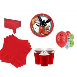 KIT FESTA BING COORDINATO TAVOLA (8 PIATTI,8 BICCHIERI,50 TOVAGLIOLI,1 TOVAGLIA,6 PALLONI)