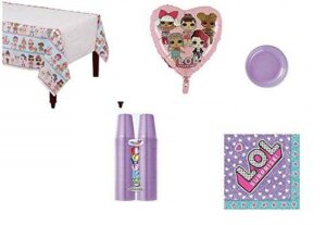 KIT 2 FESTA LOL SURPRISE  COORDINATO TAVOLA( 50 PIATTI- 100 BICCHIERI- 16 TOVAGLIOLI- 1 TOVAGLIA -1 PALLONE FOIL)