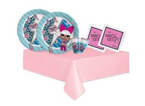 KIT FESTA 16 OSPITI LOL SURPRISE COORDINATO TAVOLA ( 16 PIATTI 16 BICCHIERI 20 TOVAGLIOLI 1 TOVAGLIA)