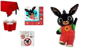 KIT OSPITI BING COORDINATO TAVOLA(,8 BICCHIERI ,8 TOVAGLIOLI,1 TOVAGLIA,1 FESTONE,1 PALLONE SAGOMA BING)