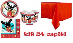 KIT FESTA BING 24 OSPITI COORDINATO TAVOLA (24 PIATTI,24 BICCHIERI,40 TOVAGLIOLI,1 TOVAGLIA)