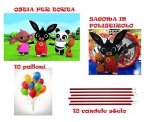 KIT BING CON OSTIA PER TORTA- SAGOMA IN POLISTIROLO -10 PALLONI -12 CANDELE