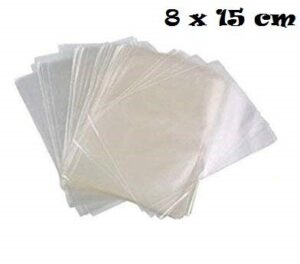 100 SACCHETTI BUSTINE CELLOPHANE PER ALIMENTI BUSTE CONFETTI DOLCI SACCHETTINI  8 x 15 cm