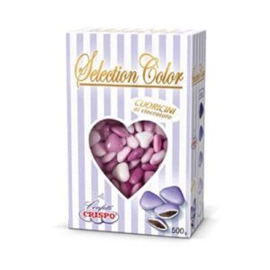 CONFETTI CUORICINI LILLA SFUMATI CRISPO  500 GR BOMBONIERE CUORI MIGNON