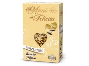 CONFETTI CUORICINI CRISPO ORO 500GR 50 ANNI DI FELICITA'  CUORI MIGNON