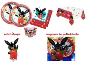 KIT FESTA BING 8 PIATTI,8 BICCHIERI,16 TOVAGLIOLI,1 TOVAGLIA,1 SAGOMA IN POLISTIROLO,1 FESTONE,1 MINI SHAPE BING