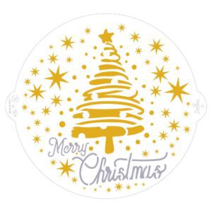 STENCIL PER TORTE MERRY CHRISTMAS TREE & STARS DECORA NATALE