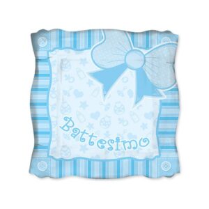 8 Piatti 19 x 19 cm Battesimo Baby Celeste