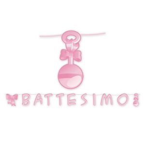 Kit Scritta Maxi Il Mio Battesimo Rosa festone